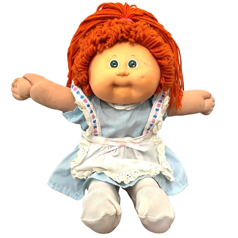 VTG 80s Cabbage Patch Kids Doll - Orange Yarn Hair and Green Eyes Rare Mold 8